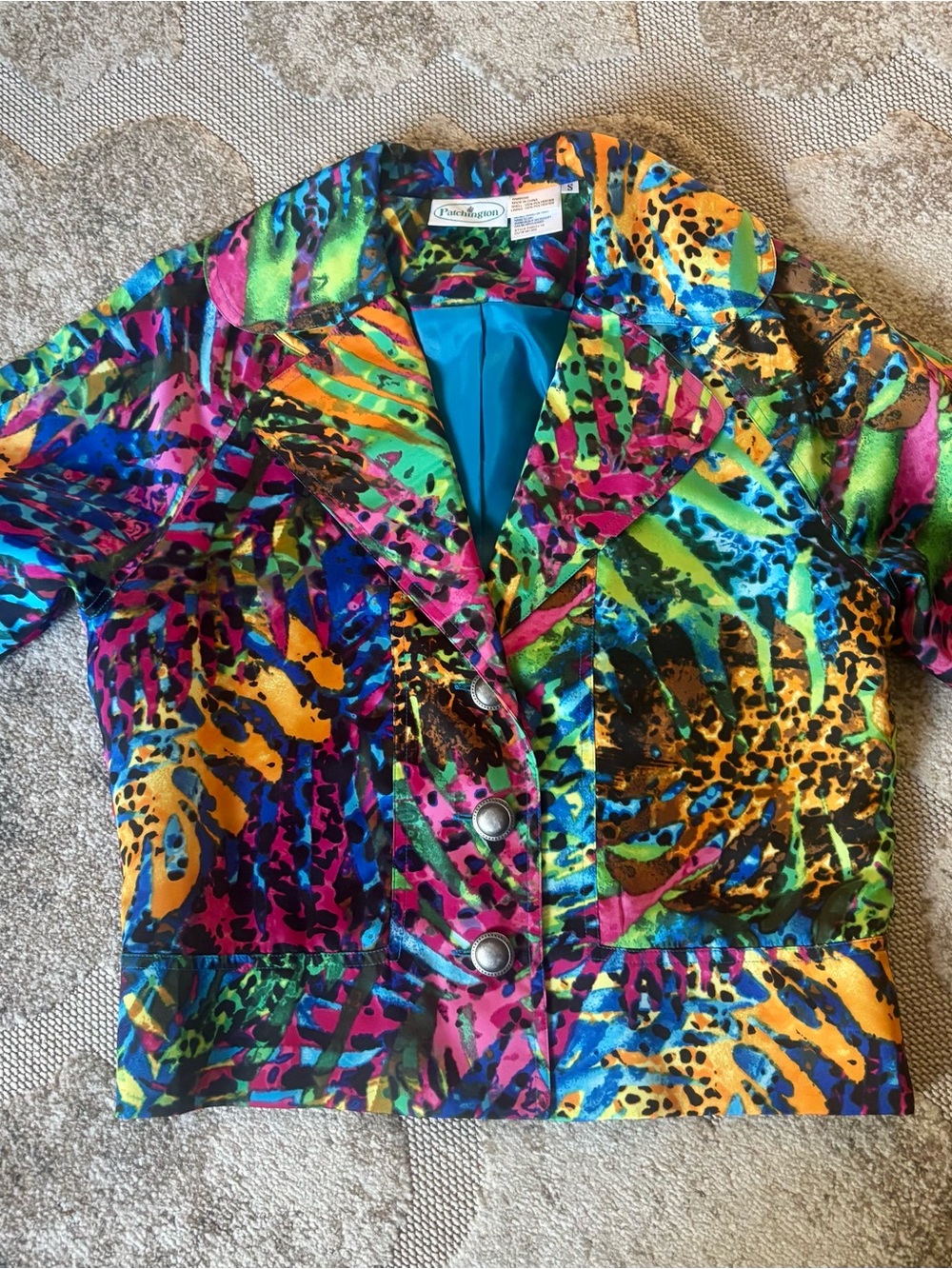 Multicolor Printed Women's Button-Front Jacket - Picture 3 of 4